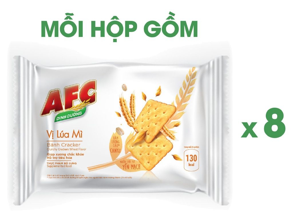 [THÙNG 16 HỘP] AFC Bánh Cracker Dinh Dưỡng Vị Lúa Mì Hộp 200g
