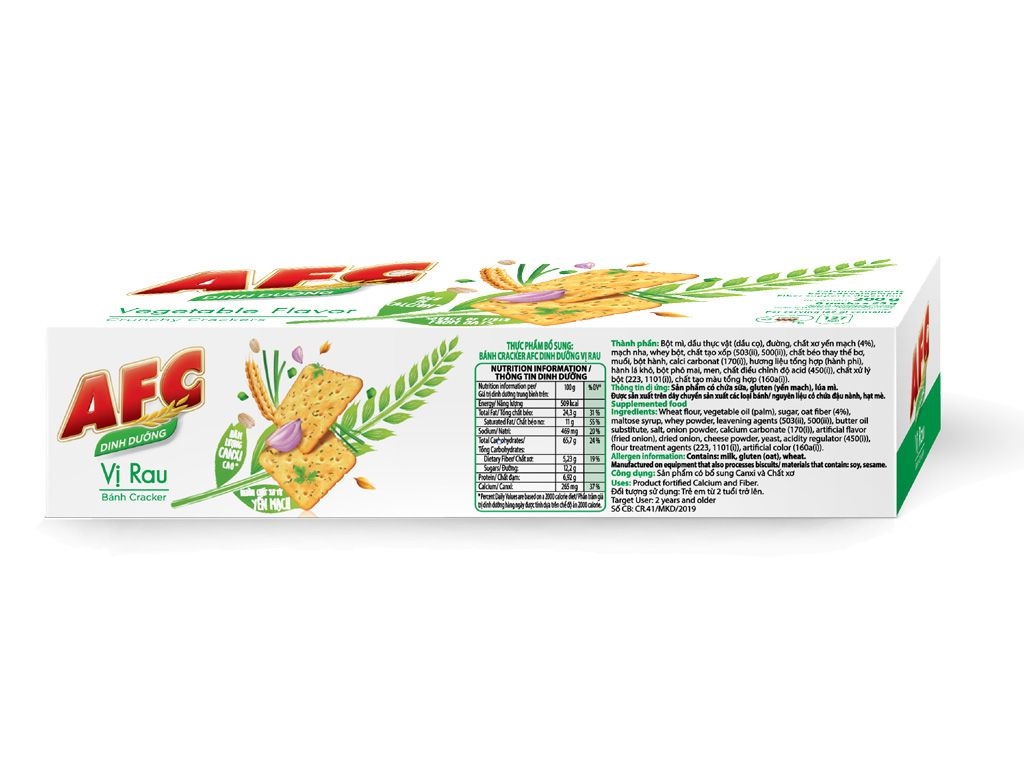 [THÙNG 16 HỘP] AFC Bánh Cracker Dinh Dưỡng Vị Rau Cải Hộp 200g