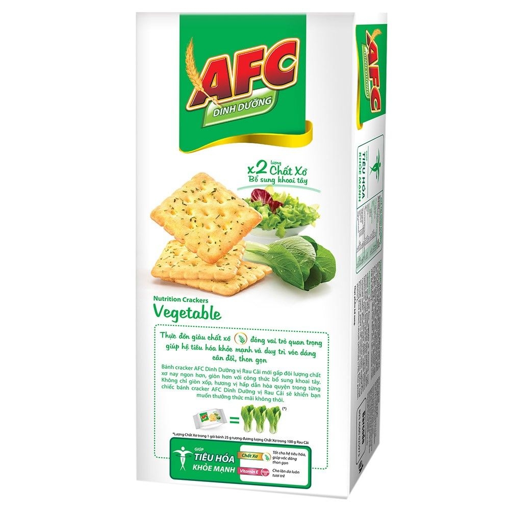 [THÙNG 16 HỘP] AFC Bánh Cracker Dinh Dưỡng Vị Rau Cải Hộp 200g