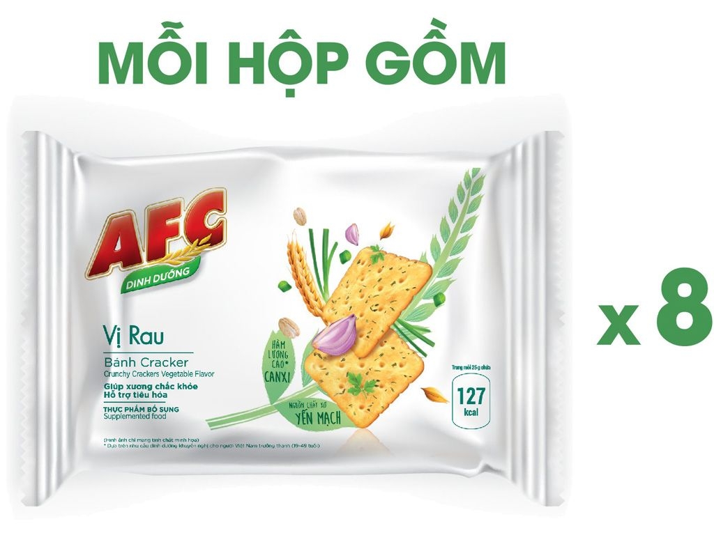 [THÙNG 16 HỘP] AFC Bánh Cracker Dinh Dưỡng Vị Rau Cải Hộp 200g