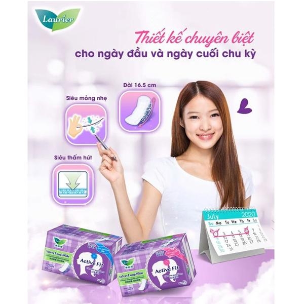 Laurier Băng vệ sinh ngày đầu-cuối Active Fit Siêu Thấm không hương 40 miếng