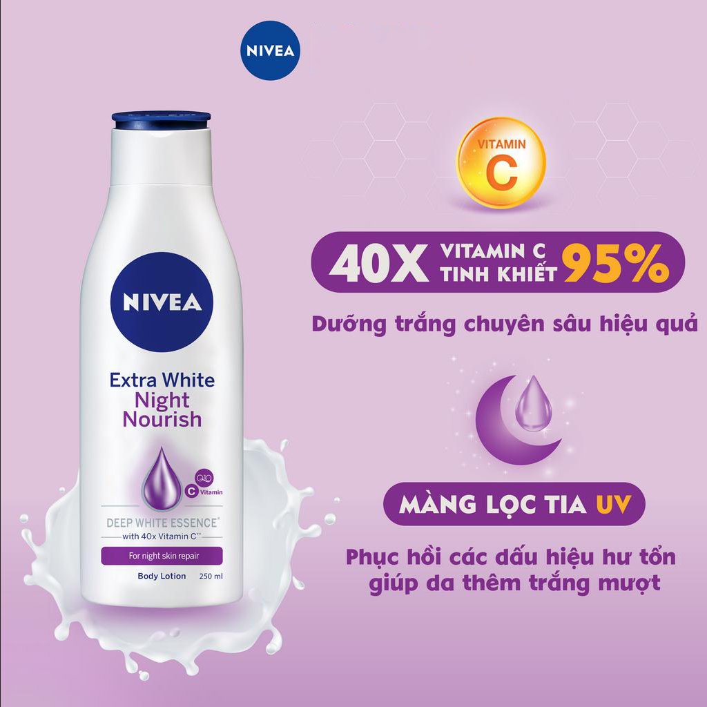 [HCM] Sữa dưỡng thể trắng da ban đêm Nivea 250ml