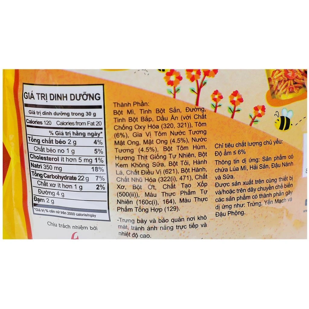 [THÙNG 20] Oishi Snack Tôm Xốt Tương Mật Ong Gói 65g