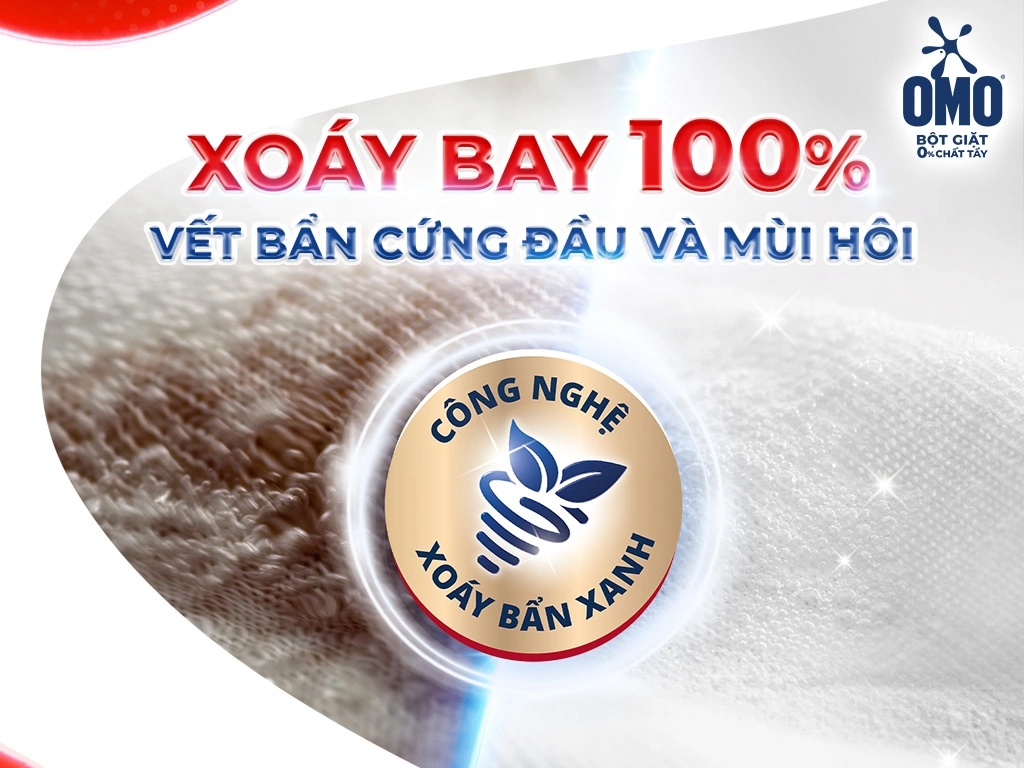 [THÙNG 24 GÓI] Omo Bột Giặt Công Nghệ Xoáy Bẩn Xanh Hương Thơm Mát Gói 770g