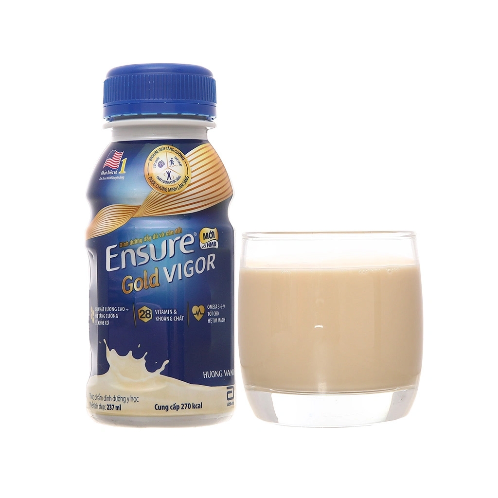 [THÙNG 24 CHAI] Ensure Sữa Bột Pha Sẵn Gold Vigor Hương Vani 237ml