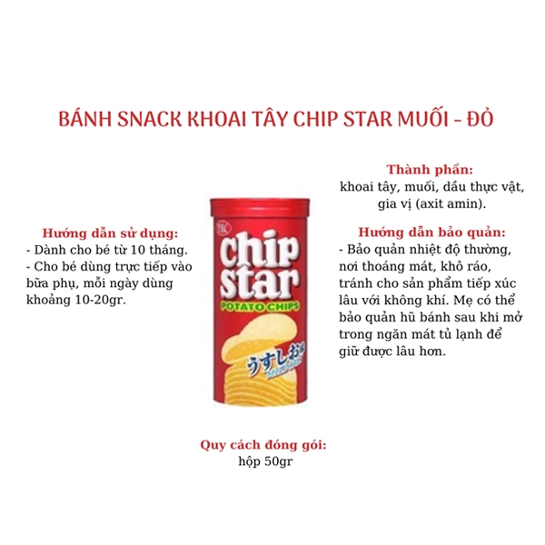 Khoai tây vị muối YBC Chip Star S Light Taste 50g