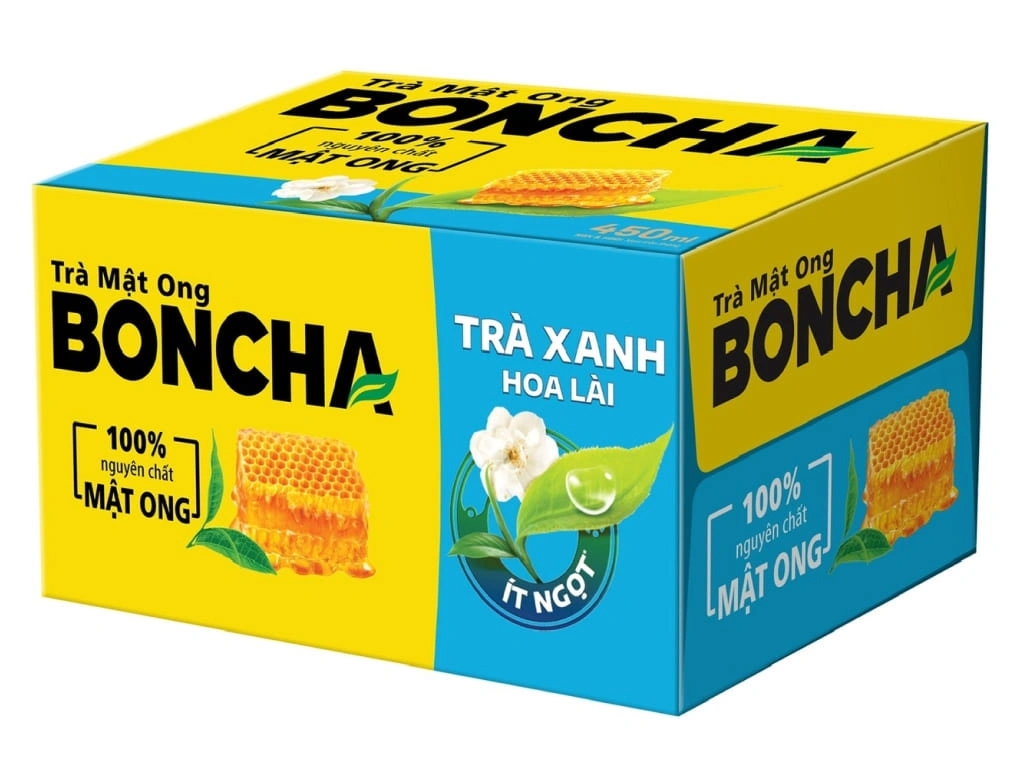 [THÙNG 24 CHAI] Boncha Trà Mật Ong Trà Xanh Hoa Lài Ít Ngọt Chai 450ml