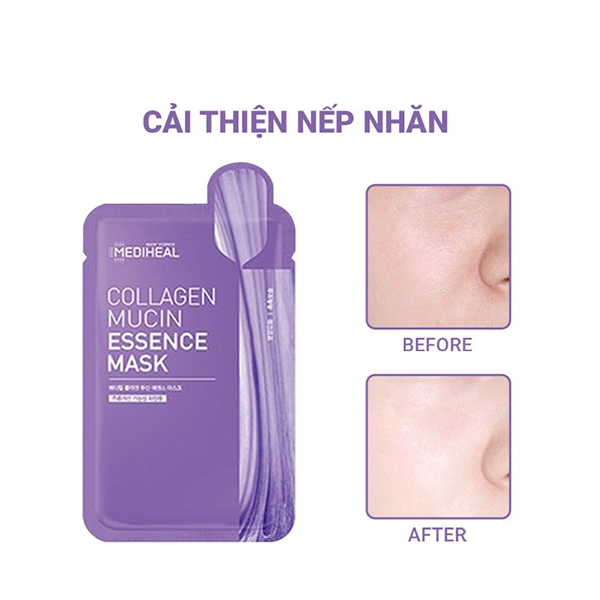 Mặt nạ giảm nếp nhăn ngăn ngừa lão hoá  Mediheal Collagen Mucin Essence Mask - Miếng 20g