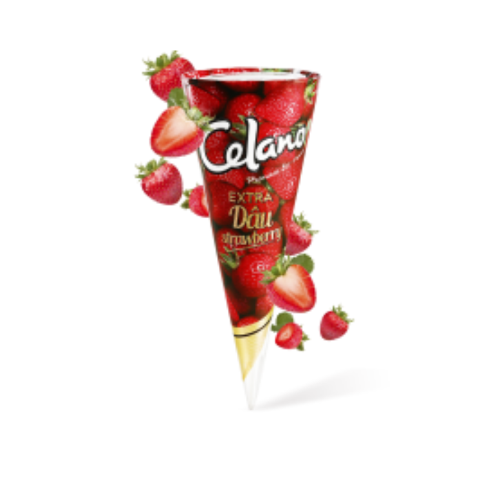 Kem ốc quế dâu Celano Extra cây 125ml (73g)