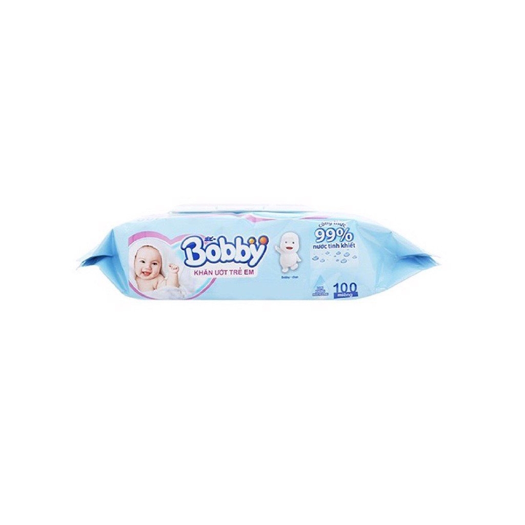 [Combo 4] Khăn ướt Bobby Care không hương - gói 100 tờ - Tặng 2 gói Fressi Care Face 20 miếng