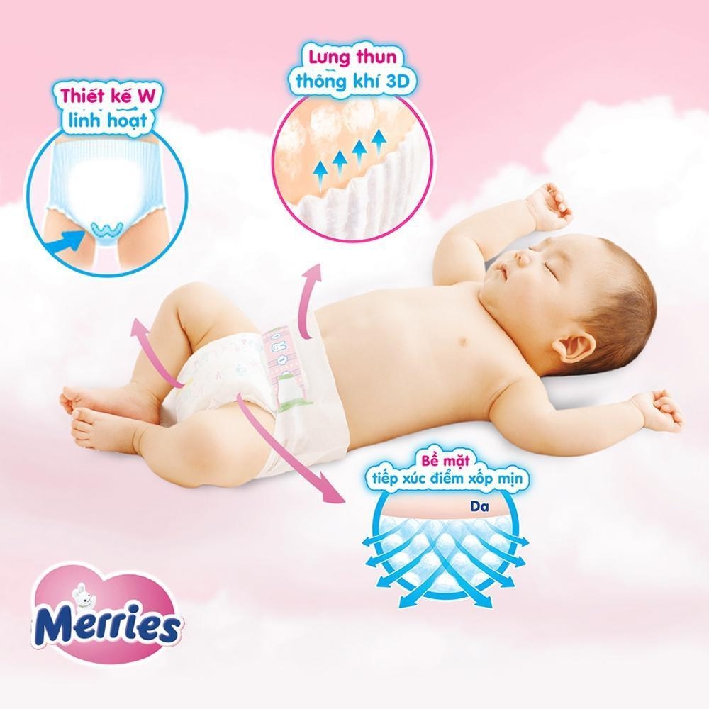 Merries Tã Bỉm dán cộng miếng size NB76+6/S70+6/M56+4