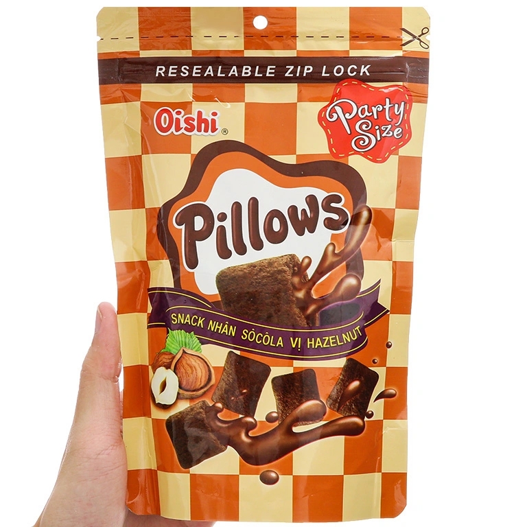 [THÙNG 20] Oishi Pillows Snack Nhân Sô Cô La Vị Halzenut Gói 80g