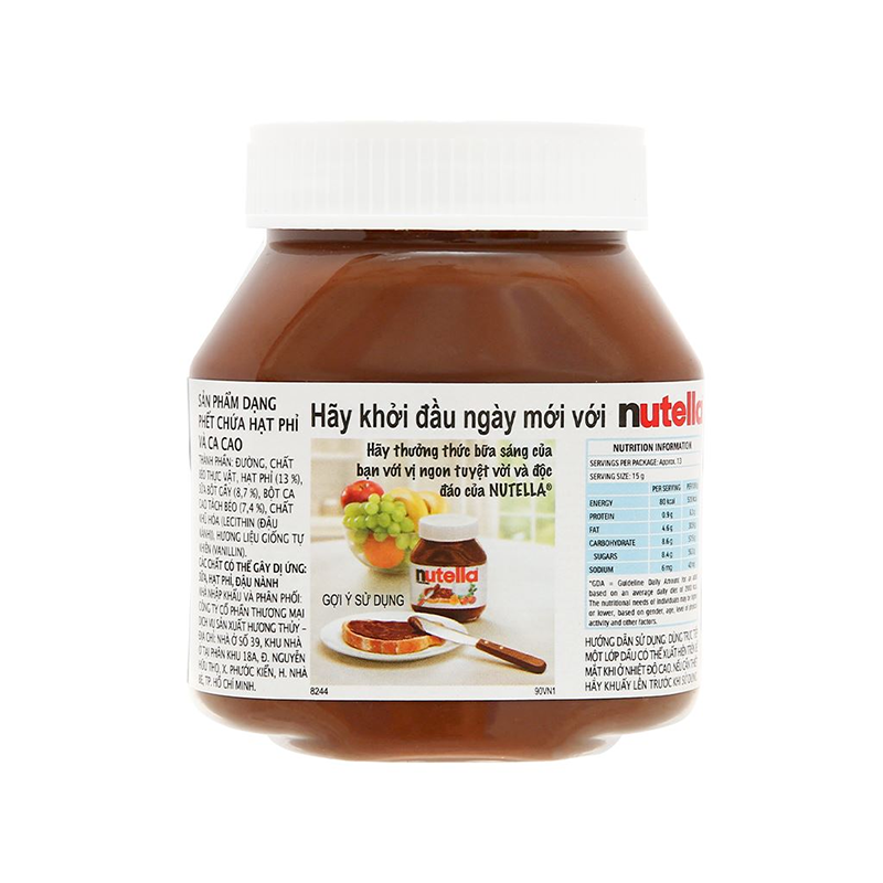 Sản phẩm dạng phết chứa hạt phỉ và cacao Nutella hộp 200g/ 350g