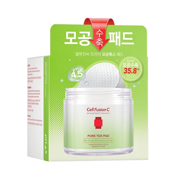 Miếng bông tẩy da chết, se khít chân lông Cell Fusion C Pore Tox Pad - Hộp 60 miếng