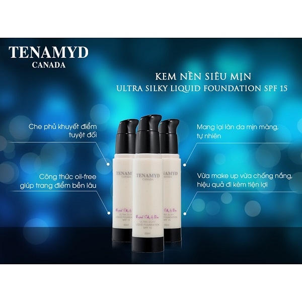 Kem nền siêu mịn số 2 Tenamyd Ultra Liquid Foundation #2 Brown Sand SPF15 - Lọ 30ml