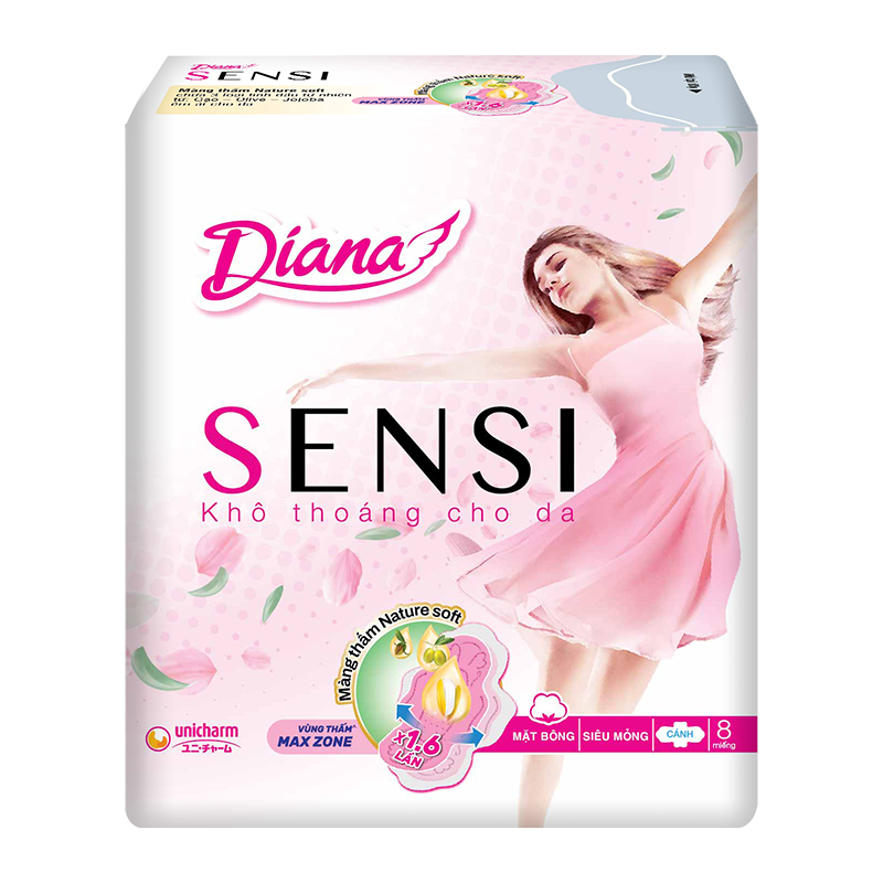 [THÙNG 48] Diana Băng vệ sinh Sensi siêu mỏng cánh/không cánh 8 miếng/gói