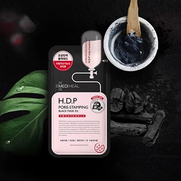 Mặt nạ than hoạt tính Mediheal H.D.P Pore-Stamping Black Mask - Miếng 25g