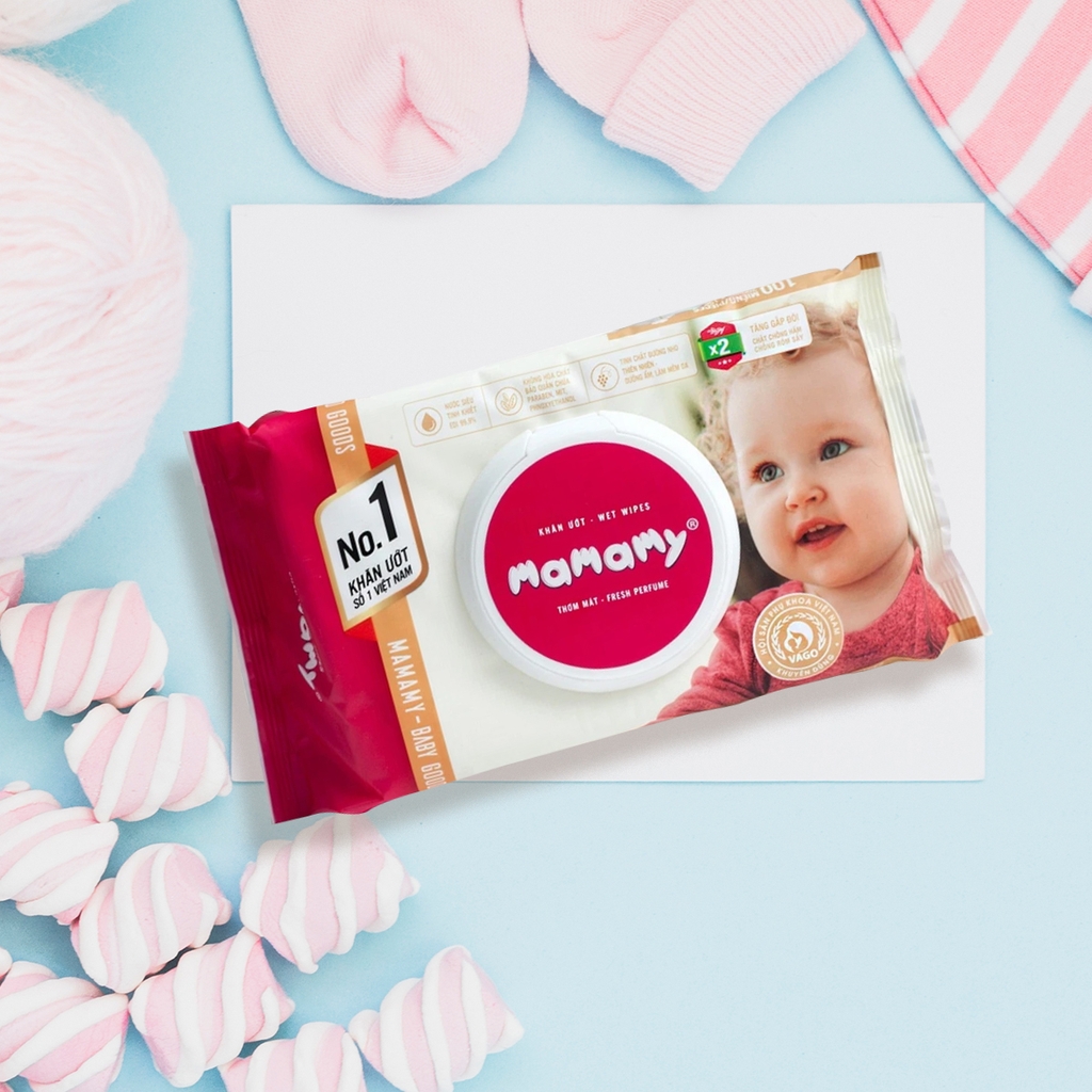 Khăn ướt có hương Mamamy có nắp - Gói 100 tờ