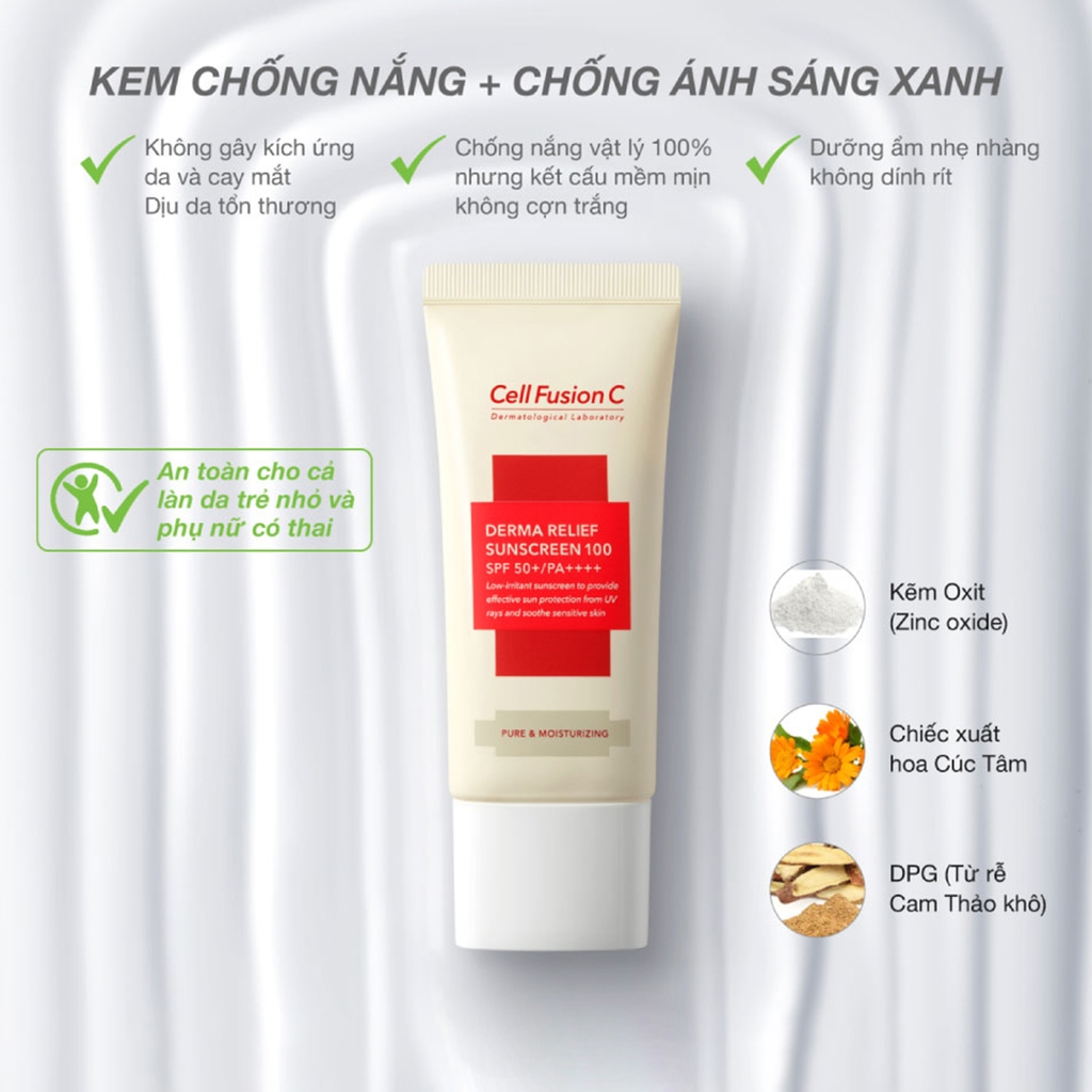 [HCM] Lon 2 Kem chống nắng chống ánh sáng xanh Cell Fusion C Derma Relief Sunscreen 100 SPF50+35ml +35ml