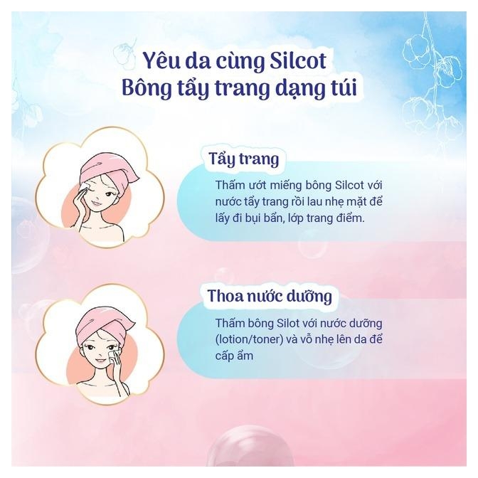 [COMBO 3-TẶNG DDVSPN COOL 150ML] Silcot Bông tẩy trang cao cấp 66 miếng/ hộp