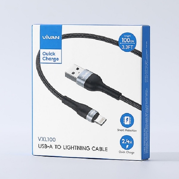 Cáp sạc và truyền dữ liệu Lightning VIVAN VXL100 1M 2.4A - Xanh