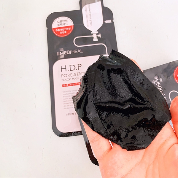 Mặt nạ than hoạt tính Mediheal H.D.P Pore-Stamping Black Mask - Miếng 25g