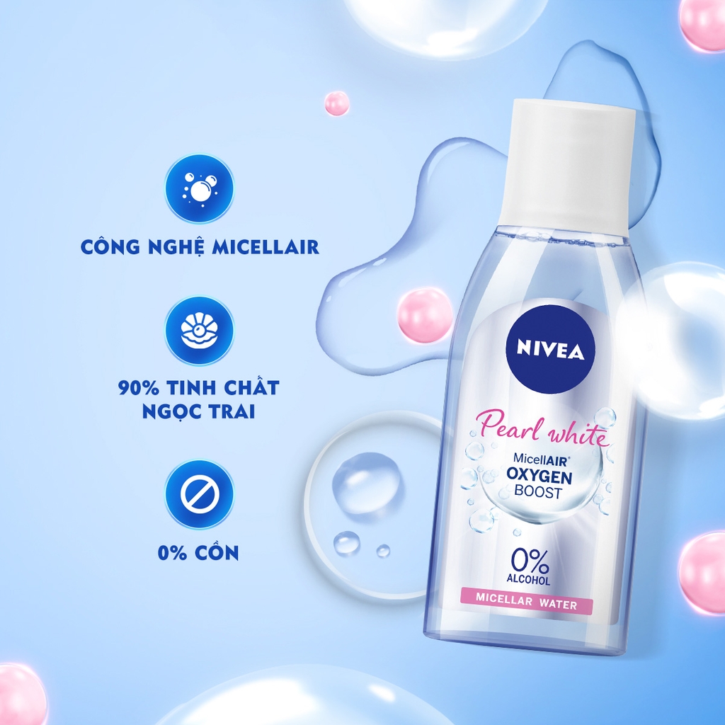 [HCM] Nước tẩy trang Nivea tinh chất ngọc trai sáng da Pearl White Micellair Oxygen Boost Micellar Water 125ml