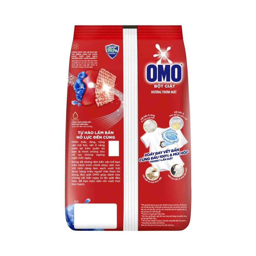 [THÙNG 24 GÓI] Omo Bột Giặt Công Nghệ Xoáy Bẩn Xanh Hương Thơm Mát Gói 770g