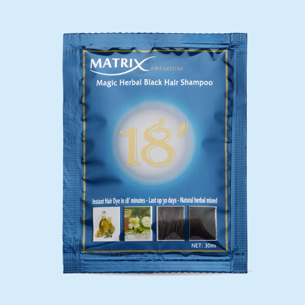 Dầu gội Matrix Premium 18' gội là đen (Hộp 10 gói x 30ml)