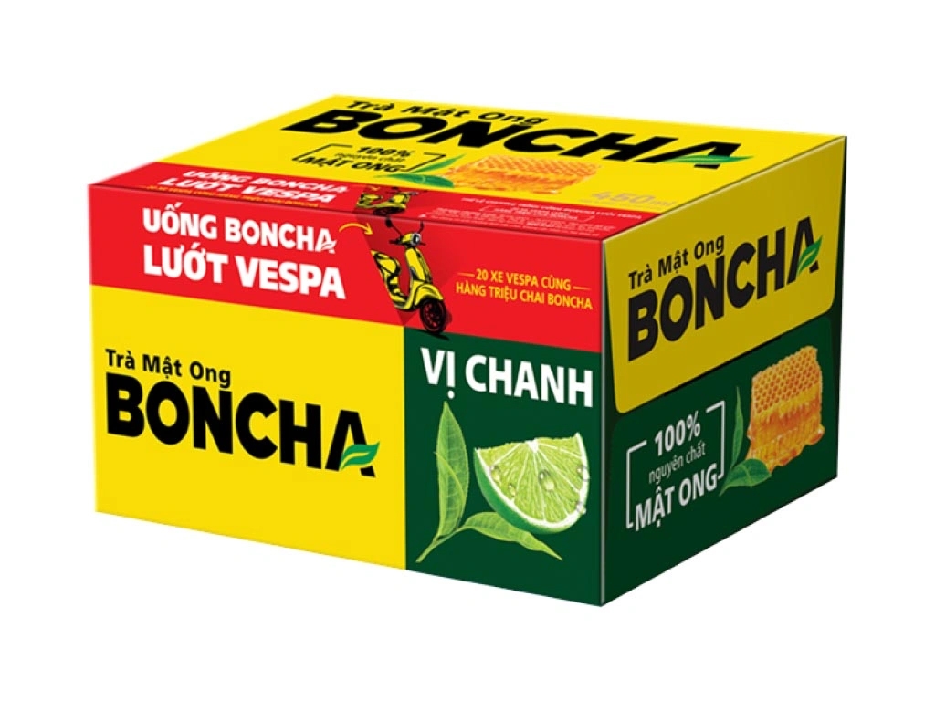 [THÙNG 24 CHAI] Boncha Trà Mật Ong Vị Chanh Chai 450ml