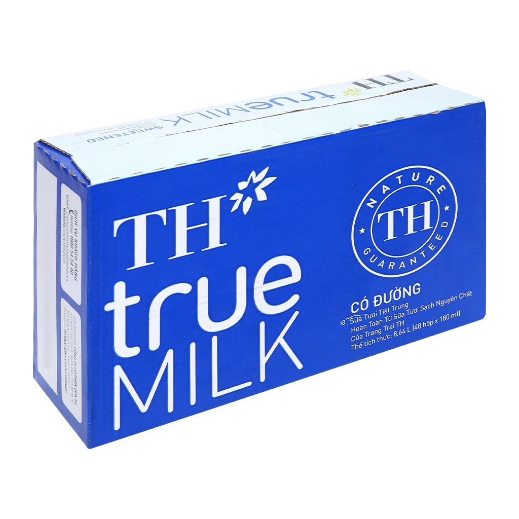 [Thùng 48 Hộp] TH True Milk Sữa Tươi Tiệt Trùng Có Đường Hộp 180ML_400157