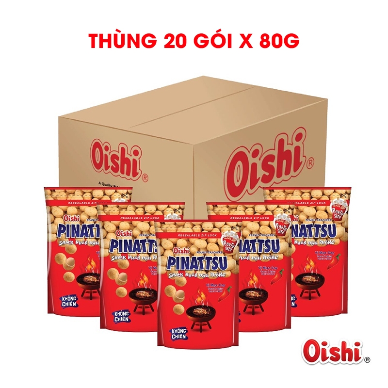 [THÙNG 20] Oishi Pinattsu Snack Đậu Phộng Rang Vị Mực Cay Gói 80g