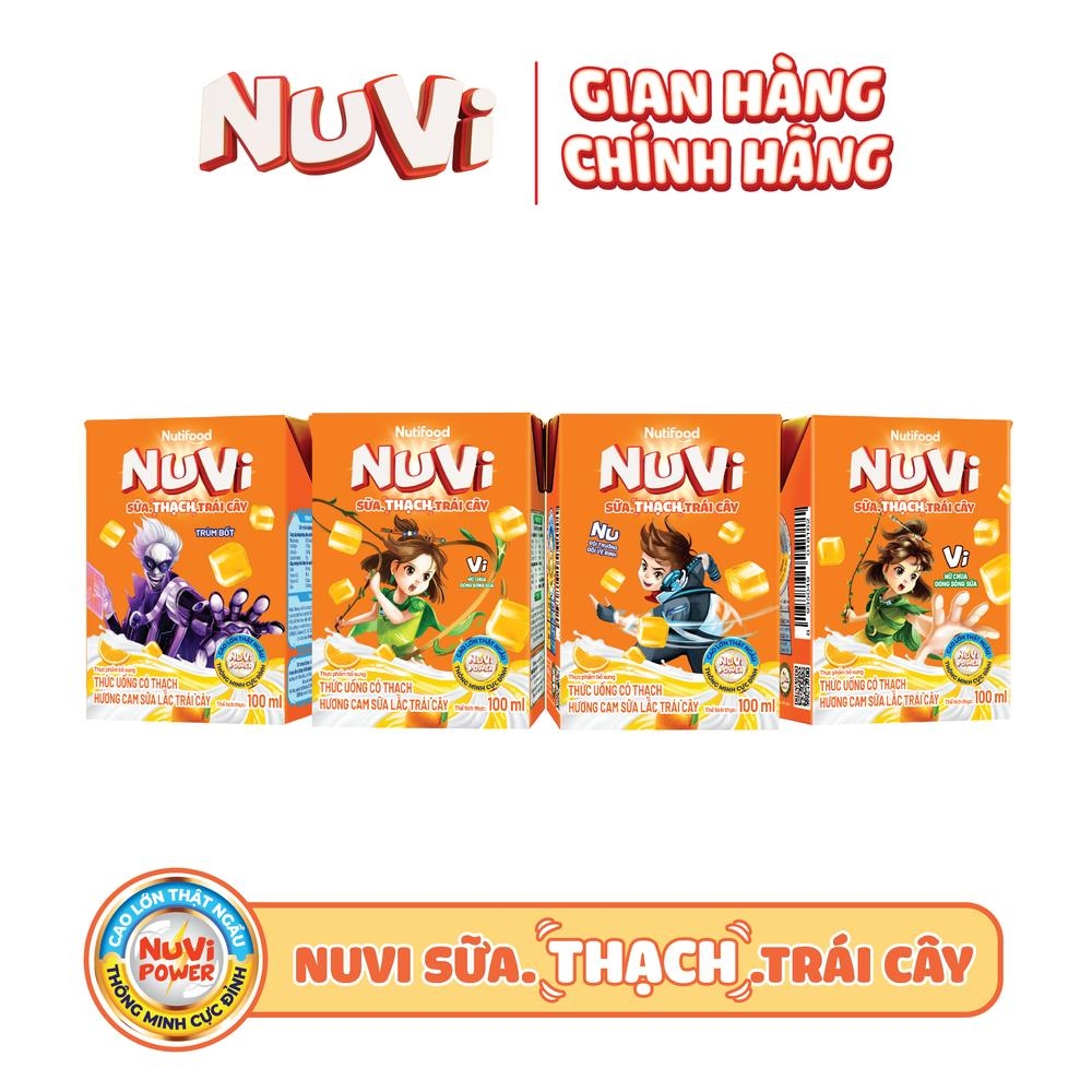 [THÙNG 48] NuVi Thức Uống Sữa Trái Cây Hương Cam Có Thạch Hộp 100ml
