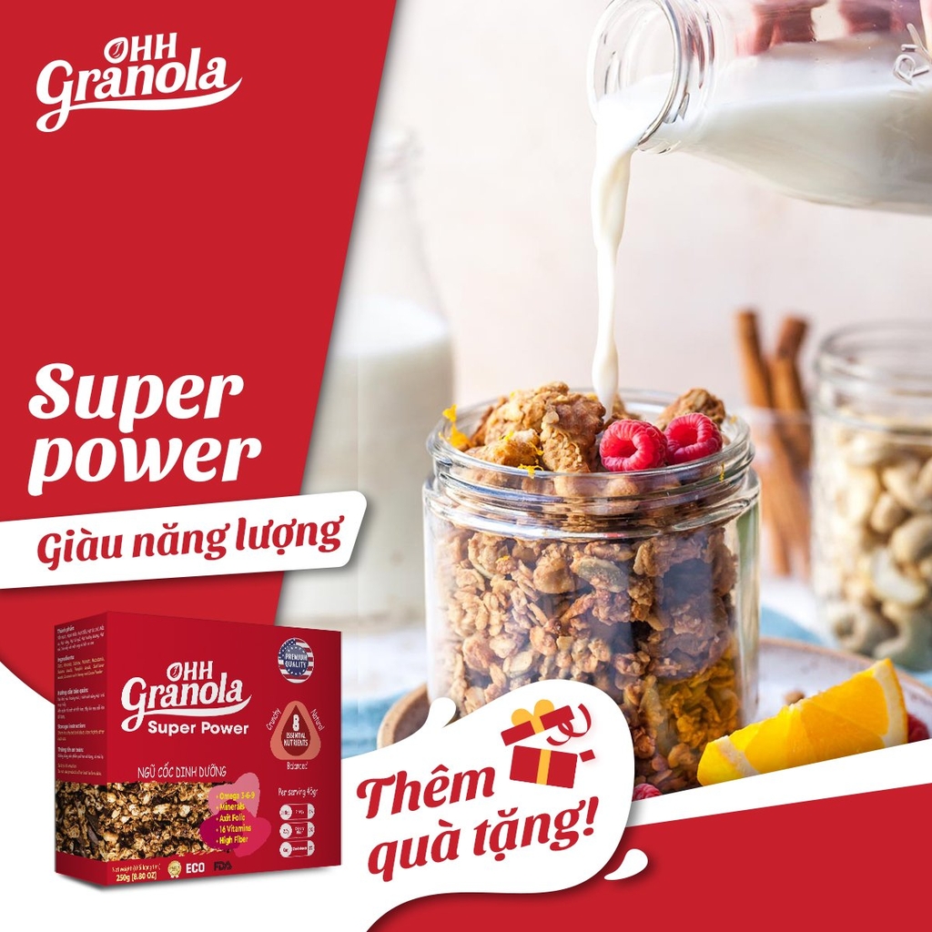 [HCM] Ngũ cốc dinh dưỡng Ohh Granola Super Power - Hộp 250g