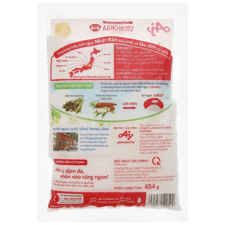 [THÙNG 40 GÓI] Ajinomoto Bột Ngọt Hạt Lớn Gói 454g