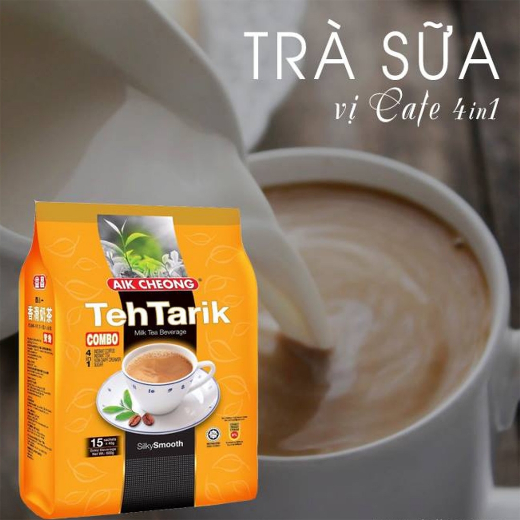 Trà sữa vị cà phê Aik Cheong Teh Tarik Combo 4 in 1 - 600g (15 Gói x 40g)