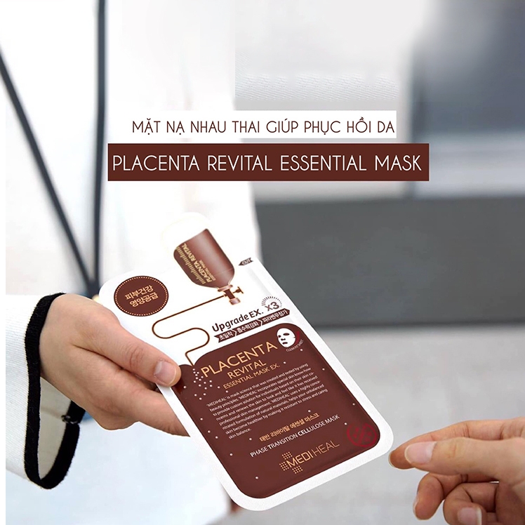 Combo 5 Mặt nạ nhau thai cừu phục hồi da Mediheal Placenta Revital Essential Mask 24ml