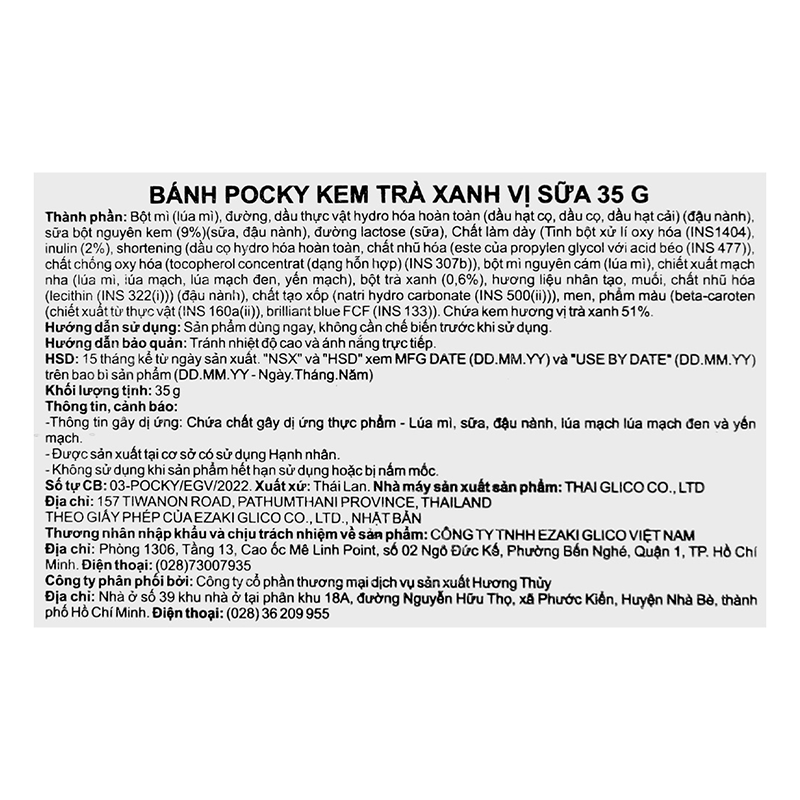 Bánh que Glico Pocky Vị trà Xanh Matcha hộp 35g 120 que