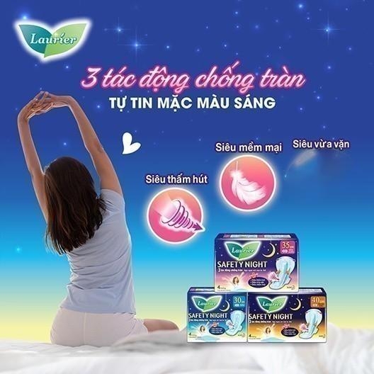 Laurier Băng vệ sinh Safety Night Đêm Siêu An Toàn 35cm 8 miếng