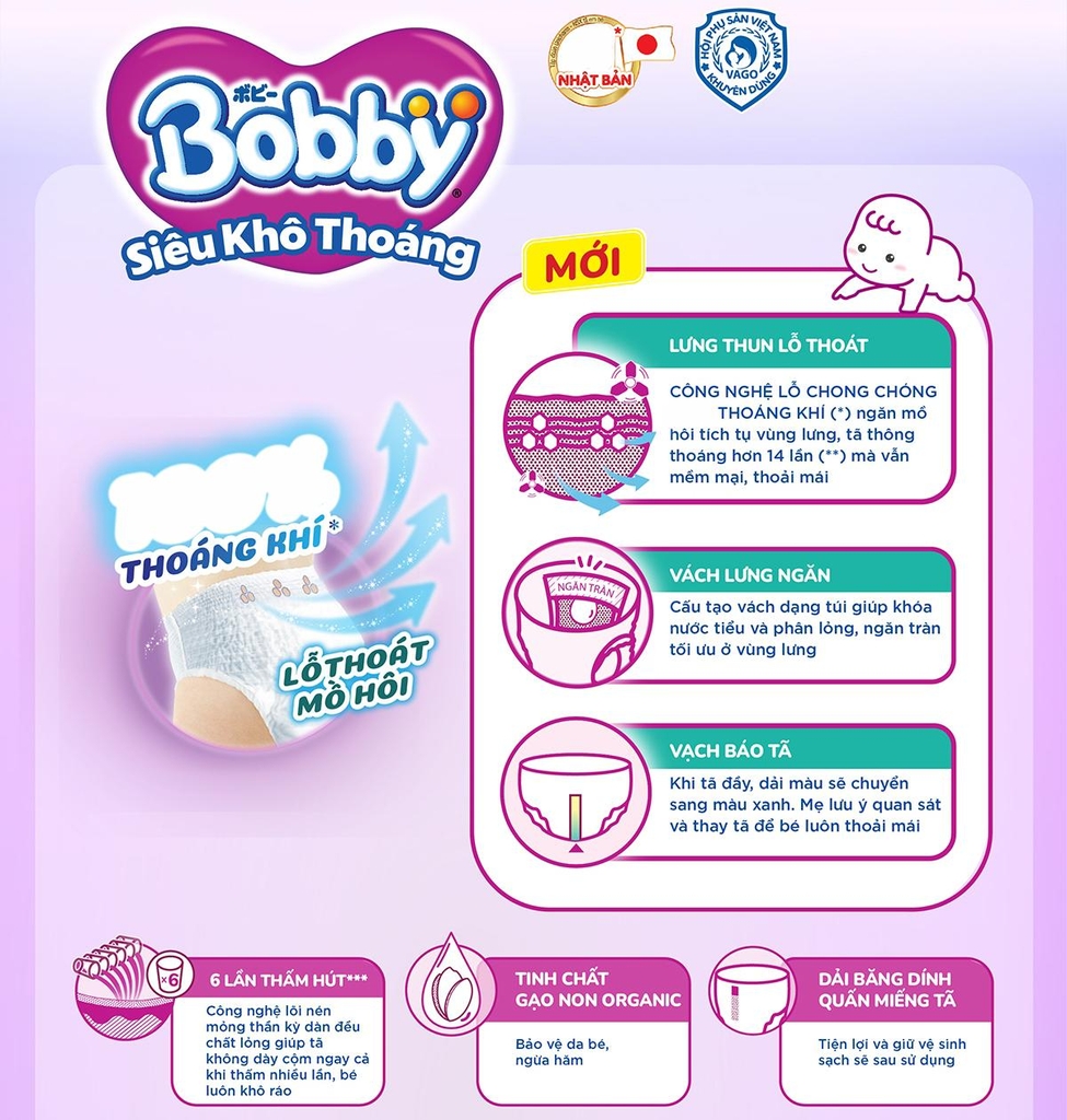 Bobby Tã bỉm quần M112 Siêu khô thoáng (cộng miếng ngẫu nhiên)