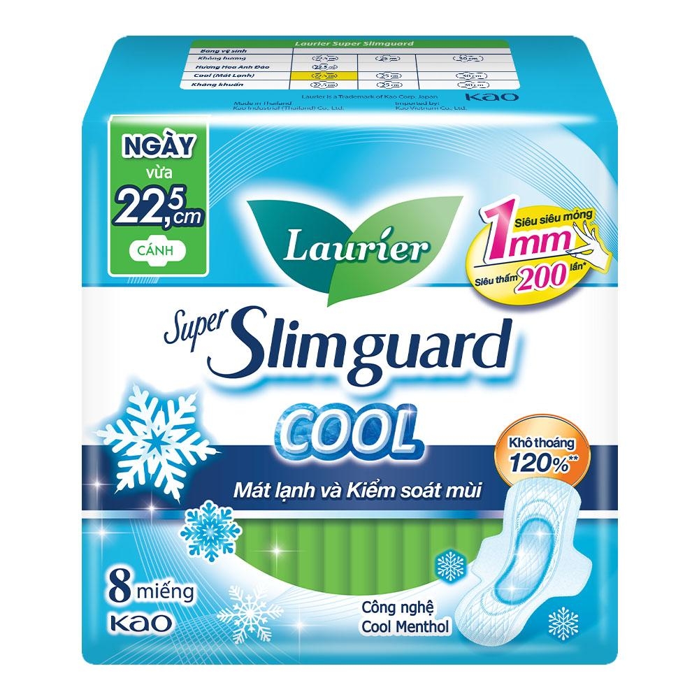 Laurier Băng vệ sinh Siêu Mỏng 1mm Mát Lạnh 22.5cm 8 miếng