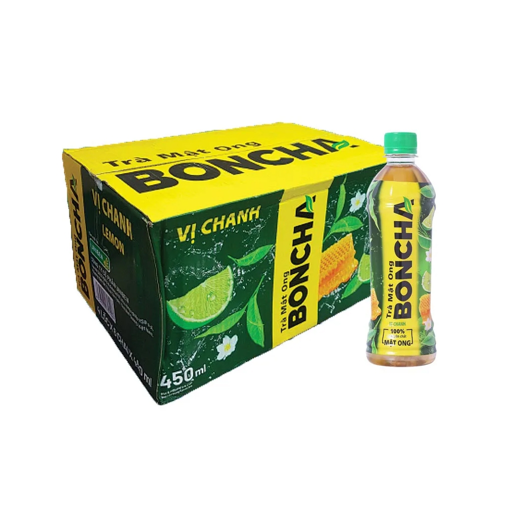 [THÙNG 24 CHAI] Boncha Trà Mật Ong Vị Chanh Chai 450ml