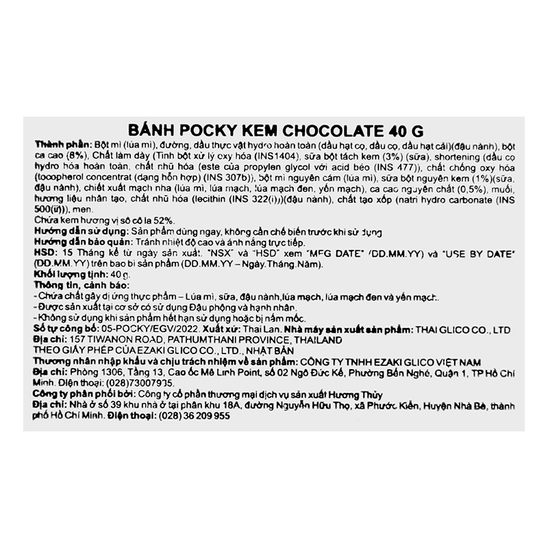 Bánh que Glico Pocky Vị Sô cô la hộp 40g 120 que