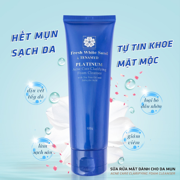 [HCM] Sữa rửa mặt dành cho da mụn Fresh White Sand By Tenamyd Acne Care Clarifying Foam Cleanser - Tuýp 120g