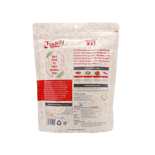 [HCM] Hạt nêm từ thịt xương tuỷ Fadely Seasoning Seeds From Skin, Bones, Marrow - Bịch 390g