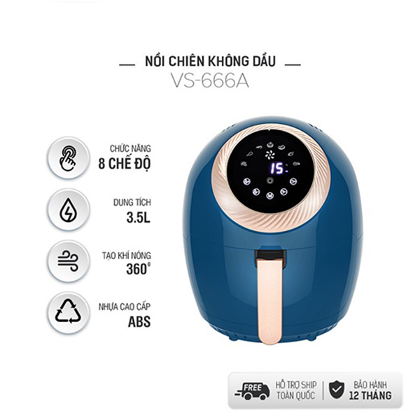 Nồi chiên không dầu Viet Star VS-666A - 3.5L - Xanh
