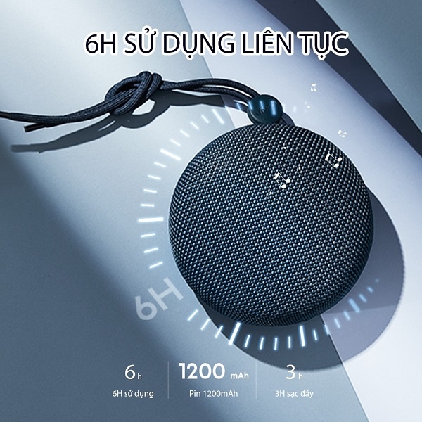 Loa Bluetooth VIVAN VS2 - Công suất 5W - Chống nước IPX6 - 6h phát nhạc - Xanh