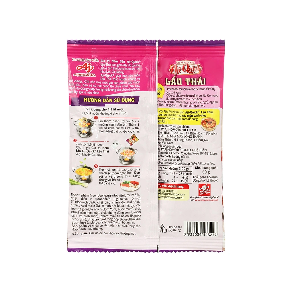 [THÙNG 60 GÓI] Aji-Quick Gia Vị Nêm Sẵn Lẩu Thái Gói 50g