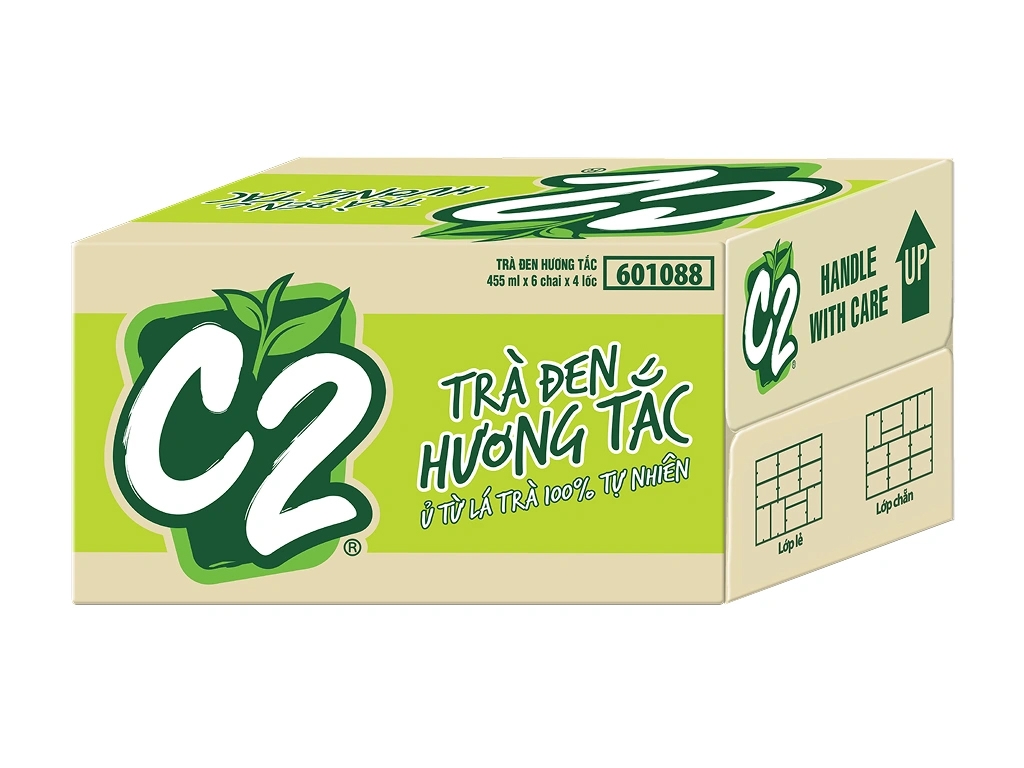 [THÙNG 24 CHAI] C2 Trà Đen Hương Tắc Chai 455ml