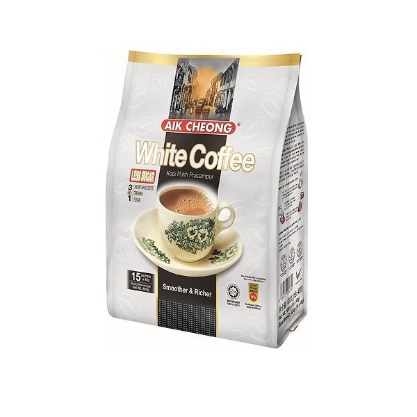 Cà phê trắng ít đường (less sugar) Aik Cheong White Coffee - 600g (15 gói x 40g)